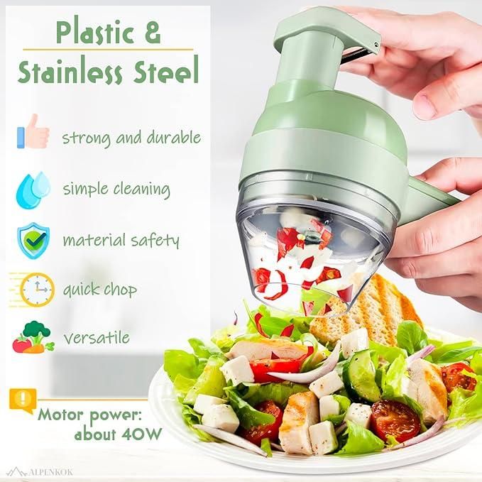 4-in-1 Portable Electric Vegetable Cutter Set – Your Smart Kitchen Partner!